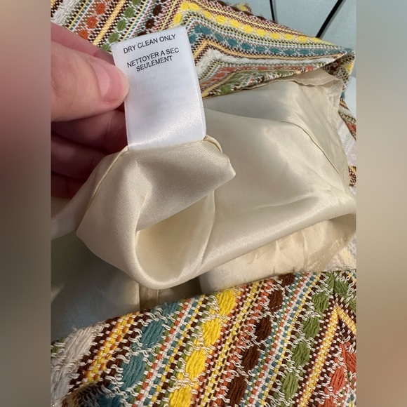 Vtg NANETTE LEPORE A-line Chevron Skirt Tweed Colorful Metallic Brown Green Tan - Picture 6 of 8